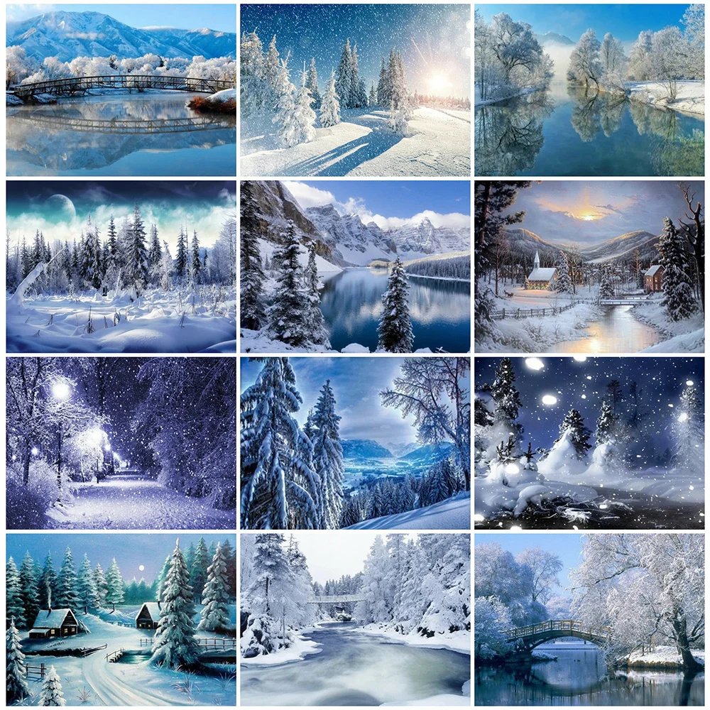 

HUACAN DIY Diamond Painting Winter Landscape Full Square Embroidery Scenery Mosaic Handmade Home Decor Gift