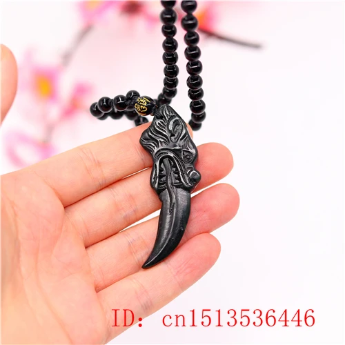 Китайский черный зеленый нефритовый кулон с зубьями волка натуральная ручная