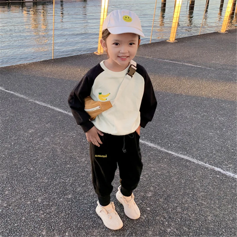 Спортивный костюм для мальчиков и девочек хлопковый комплект из 2 предметов с