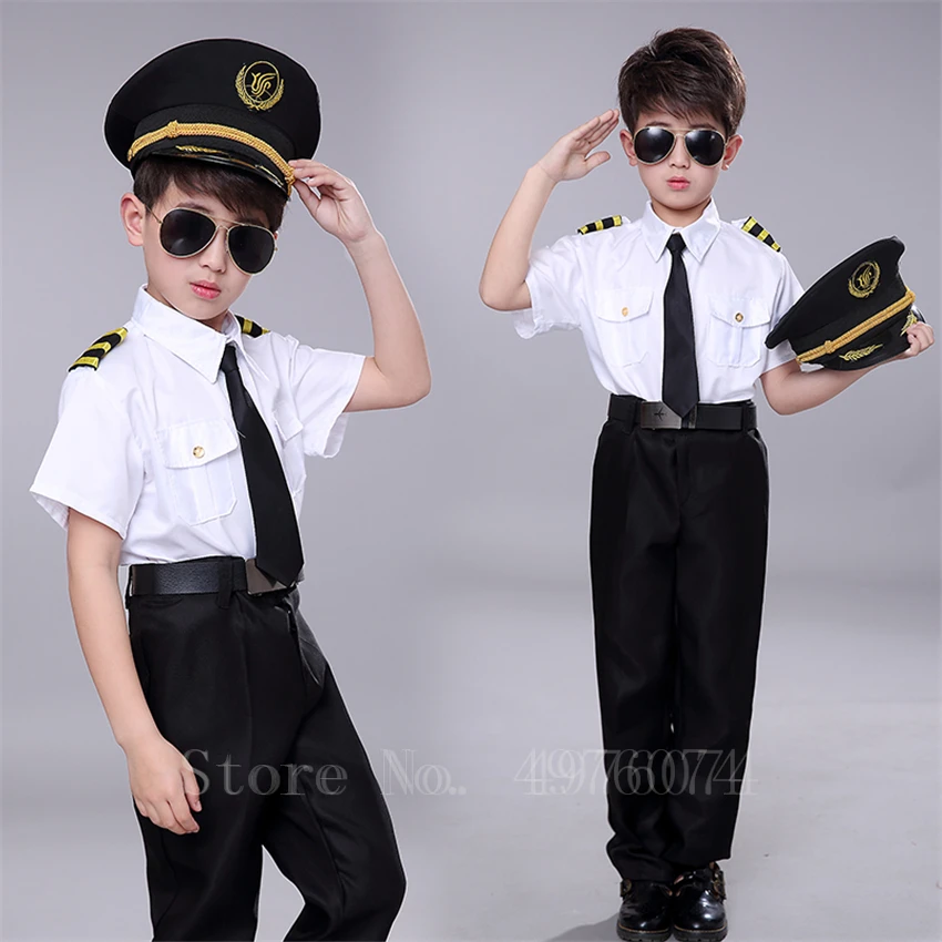Маскарадный костюм пилота для мальчиков причудливый стюардесс самолет вечерние