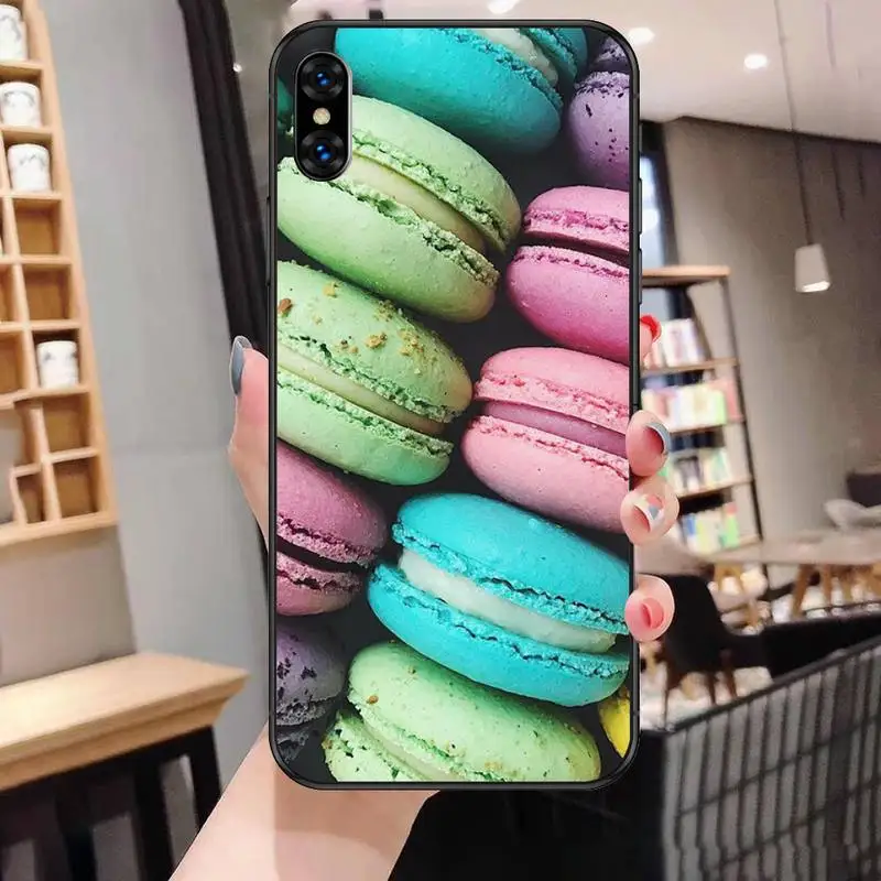 

Macarons Cake Phone Case For Black-Iphone 5s 6 6s 7 8 11 12 X Xs Xr Pro Plus Max Mini Fundas Cover