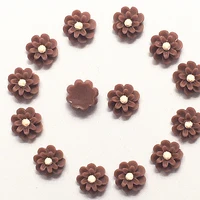 100pcs 10mm coffee rose resin flowers decoration crafts flatback cabochon for scrapbooking kawaii cute diy accessories