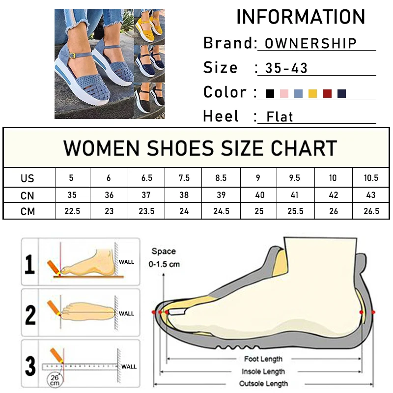 

2021 Women Weave Hollow Out Buckle Sandasl Woman Platform Flats Summer Ladies Comfort Footwear Female Casual Shoes Plus Size 43