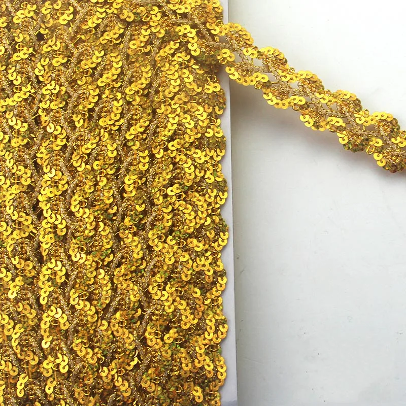 Блестки 13 метров 2 5 см кружевная лента с отделкой золотистые серебристые для