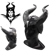 maleficent witch horns hat cosplay headgear horns hat black queen halloween party mask