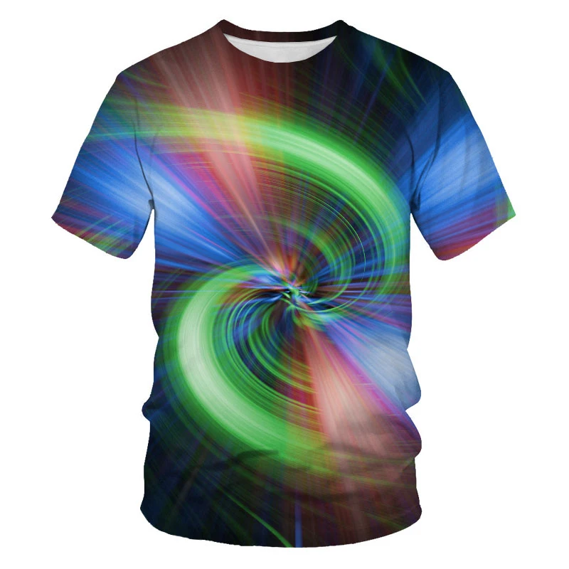 

Summer loose and comfortable men's and women's same short-sleeved T-shirt oversize three-dimensional color pattern 3DT shirt