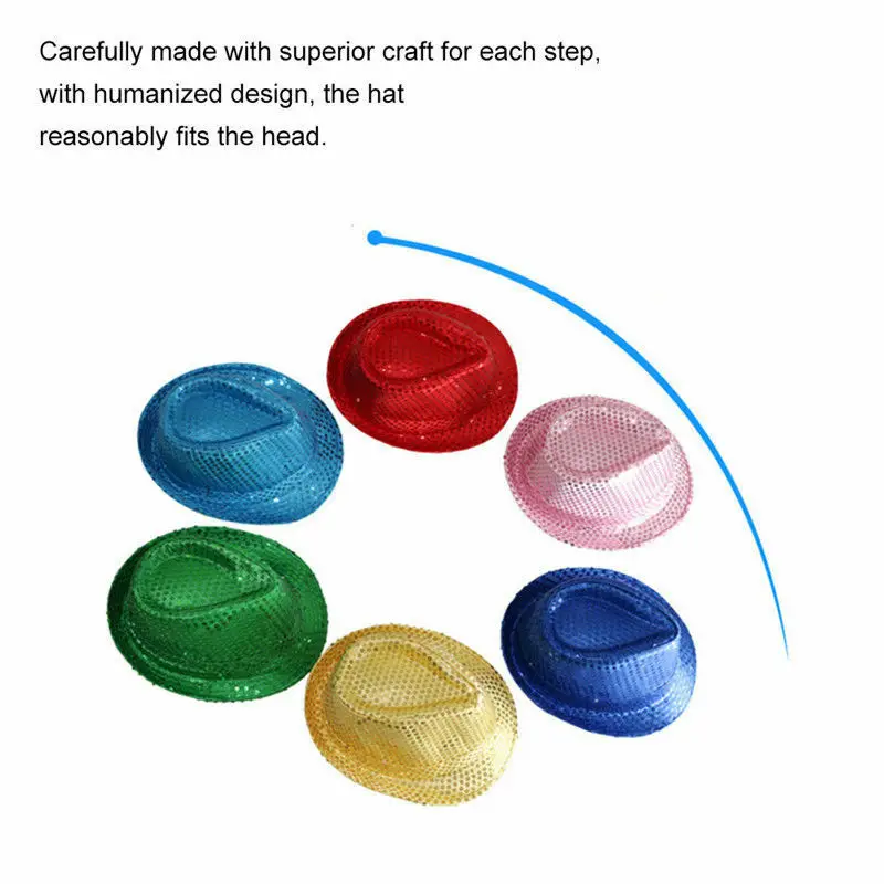 Шляпа-трилби для мужчин и женщин блестящая Федора с блестками танцев джазовых