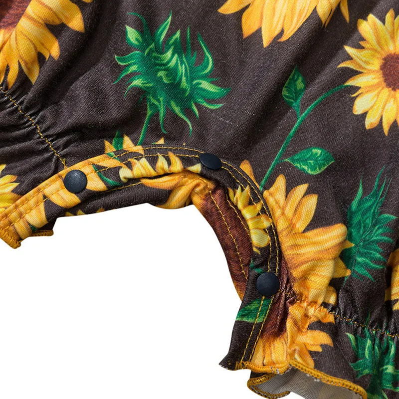 

Baby Girl Romper Summer Infant Cotton Newborn Flare Sleeve Sunflower Print One-pieces Jumpsuits Casual Clothes Outfits