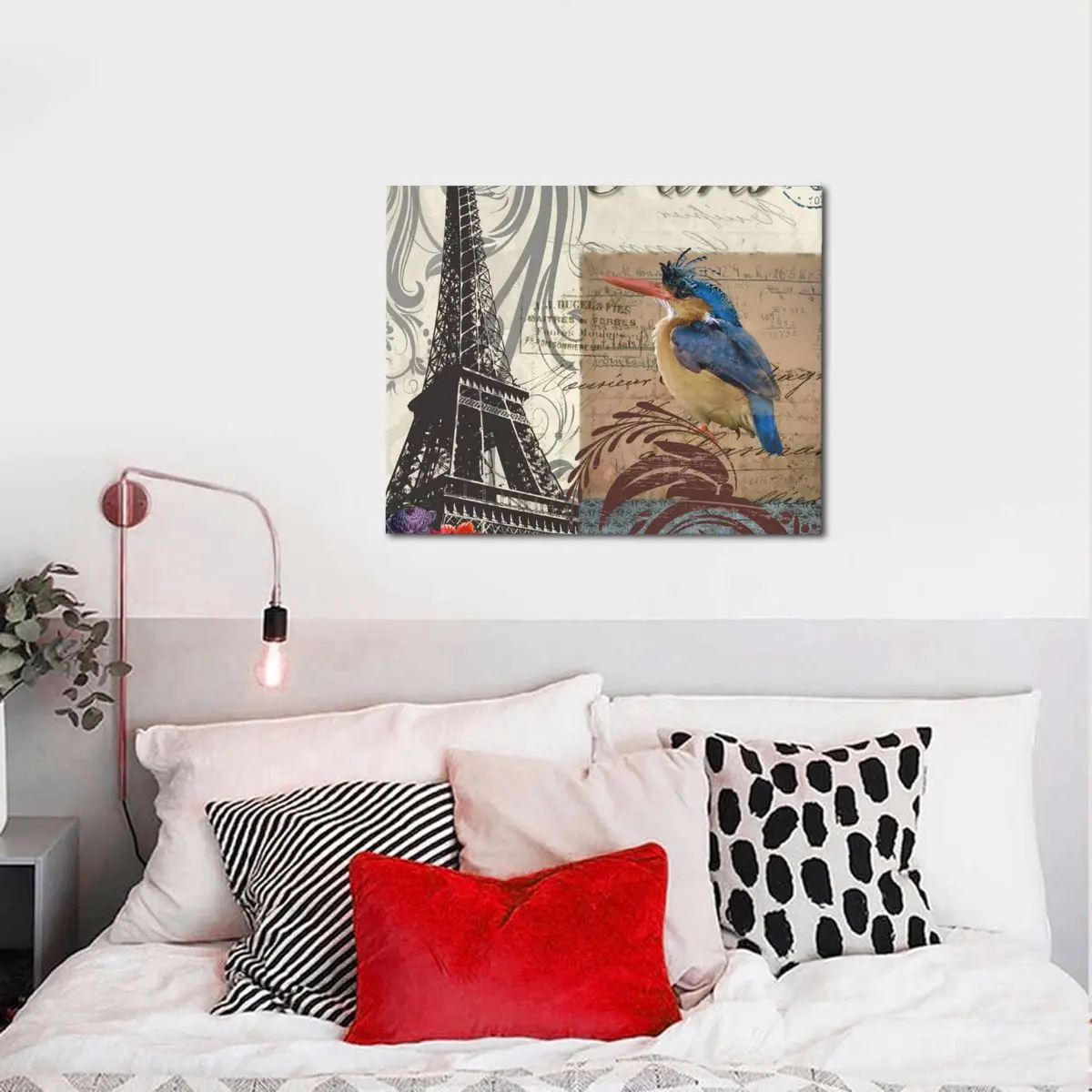 

Paris Bird And Eiffel Tower Poster Unique Canvas Art Painting Home Decor Wall Art Print Living Room Decoration