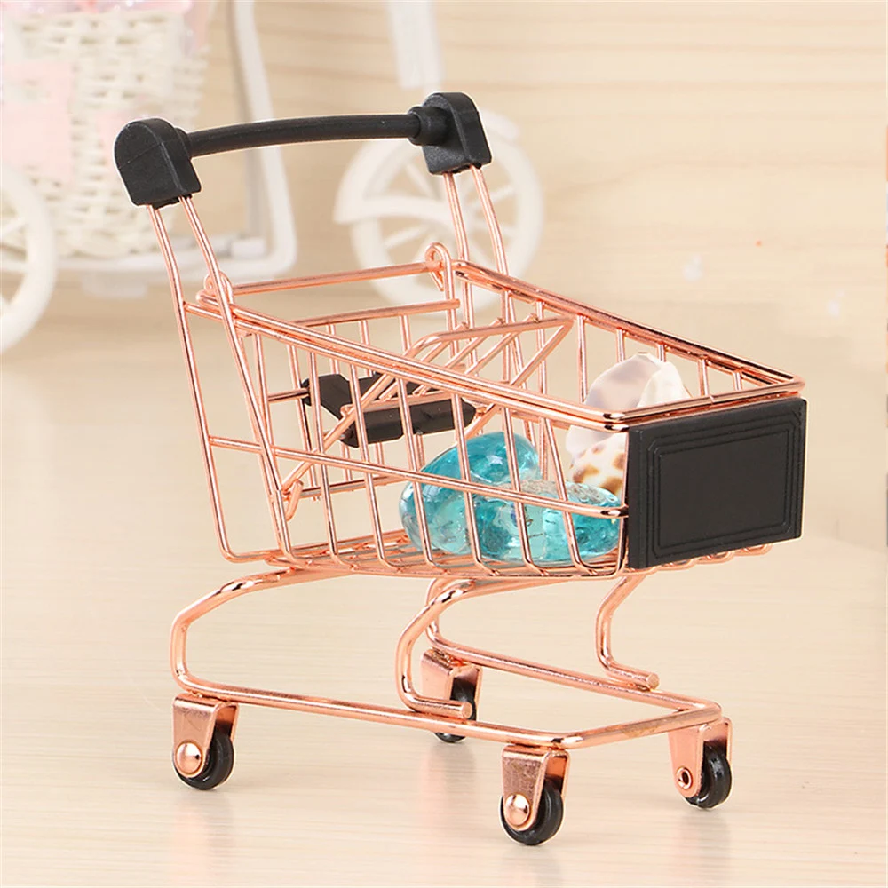 Миниатюрная Тележка для покупок из розового золота держатель ручек настольный
