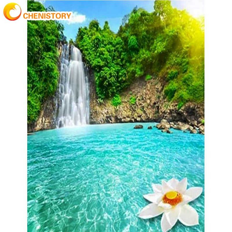 

CHENISTORY 5D Diy Diamond Flower Mosaic Scenery Diamond Painting Cross Stitch Full Square Rhinestone Diamond Embroidery Decor