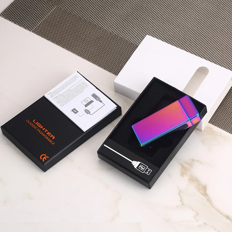 Двойная дуговая зажигалка с сенсорным экраном ветрозащитная электронная