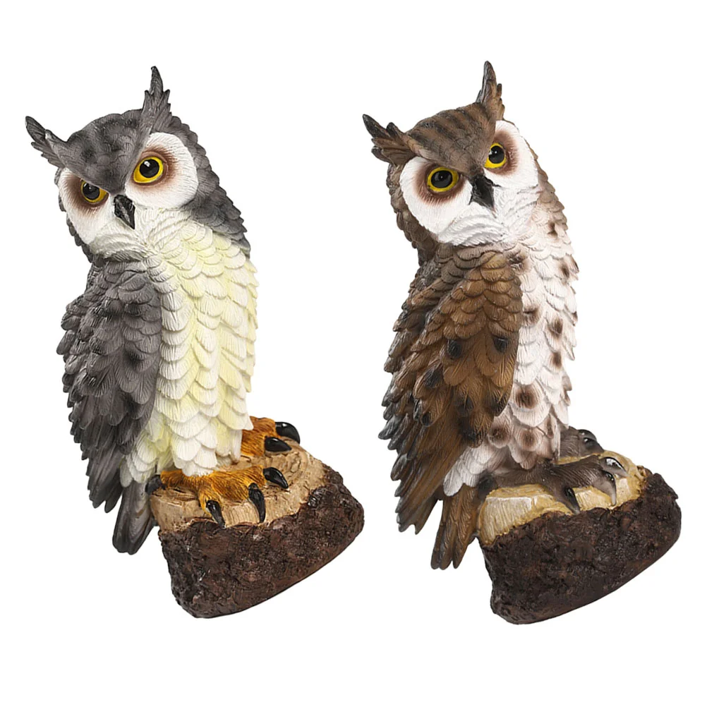 

2 шт. Имитация животных Смола ремесла милая сова сад Декор фото реквизит