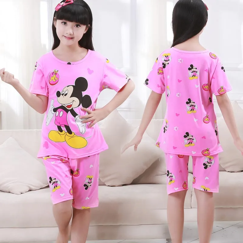 Летняя Детская домашняя одежда Disney для принцесс комплект одежды сна девочек