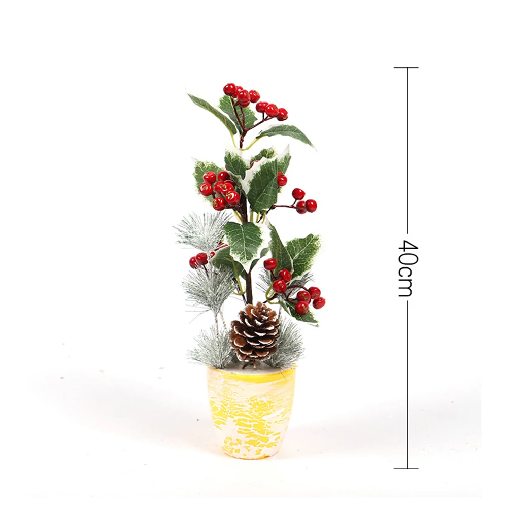 Мини орнамент на рождественскую елку липкая белая сосновая игла настольный