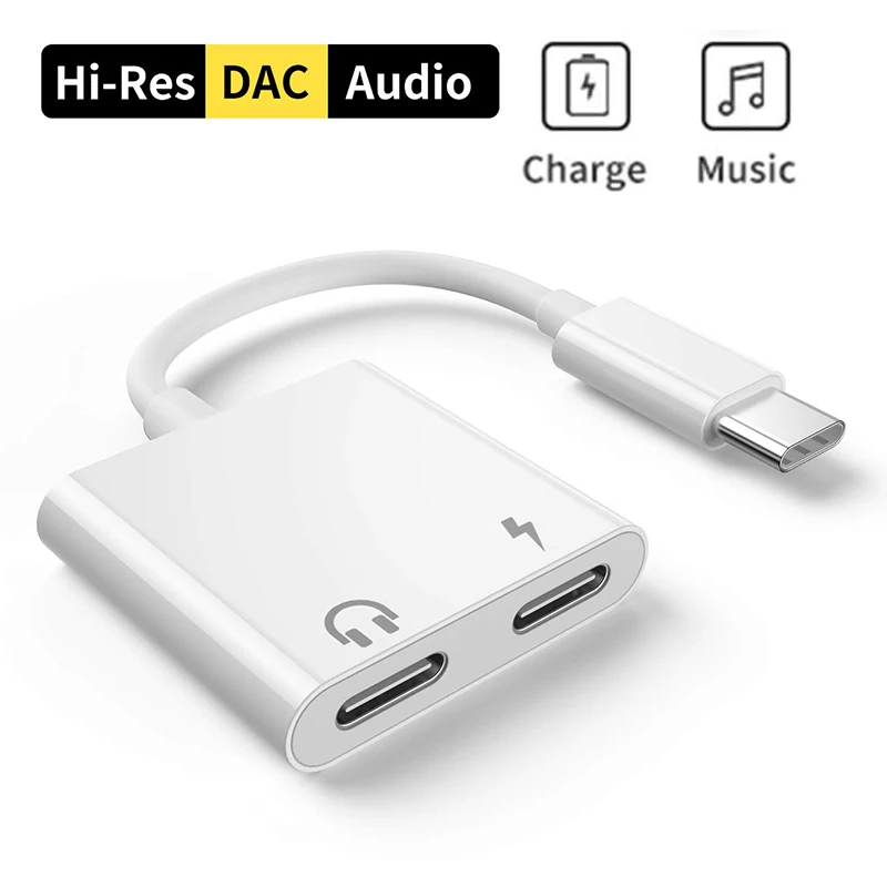 Сплиттер Type C для Samsung Galaxy S20 Ultra 2 в 1 USBC адаптер Note 10 Plus DAC зарядное устройство