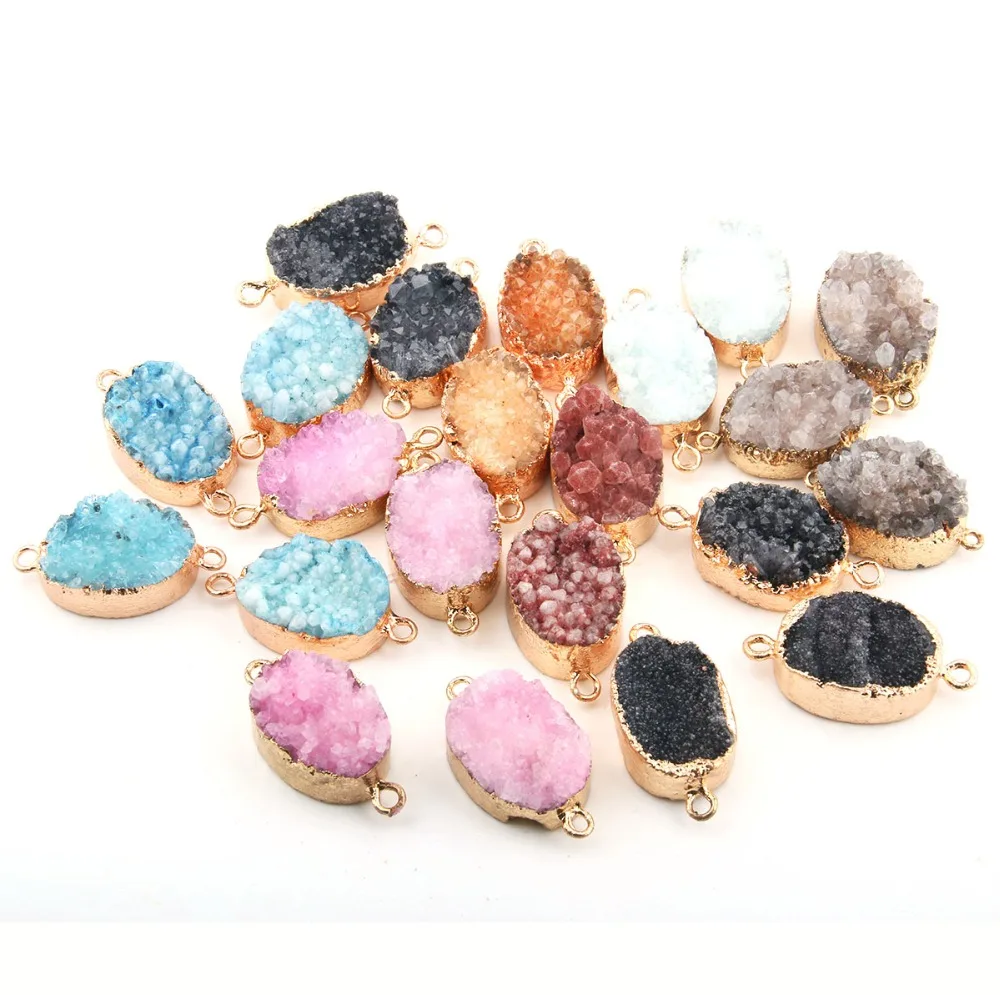 Натуральный камень модный Овальный Кулон полимерный Соединитель с двумя