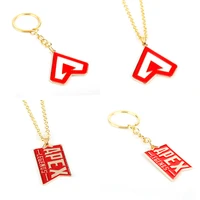 fashion hot game apex legends red letter hero logo enamel metal pendant keychains keyrings for womenmen fans cosplay jewelry
