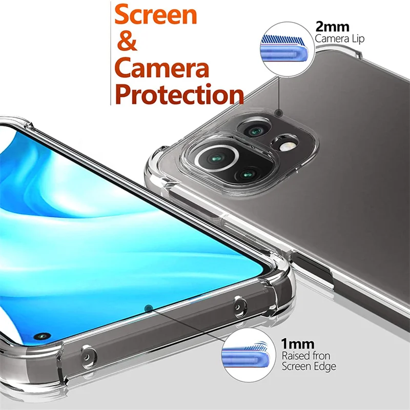 Soft Clear Holder Phone Case Xiaomi 11 Lite 5G NE Ring Case Magnetic Metal Stand Back Siliocne Cover For Xioami  Mi 11 Lite Ultra hoesje Airbag Shockproof Case Mi 11Lite Bumper Accessories coque Xiaomi 11 T Pro Mi 11T
