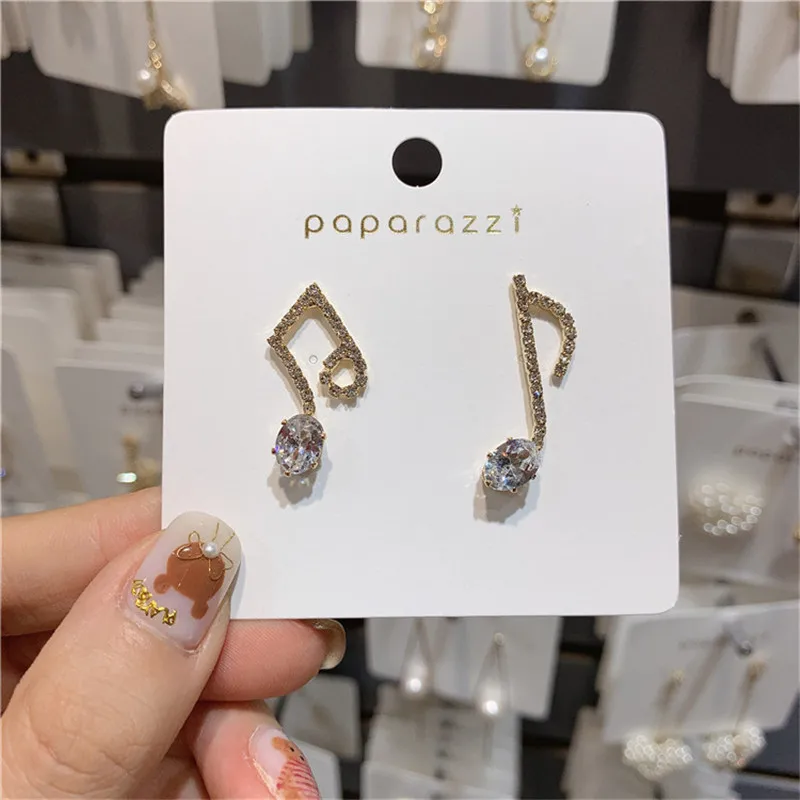 MWsonya новые элегантные милые серьги гвоздики Стразы с музыкальной ноткой для