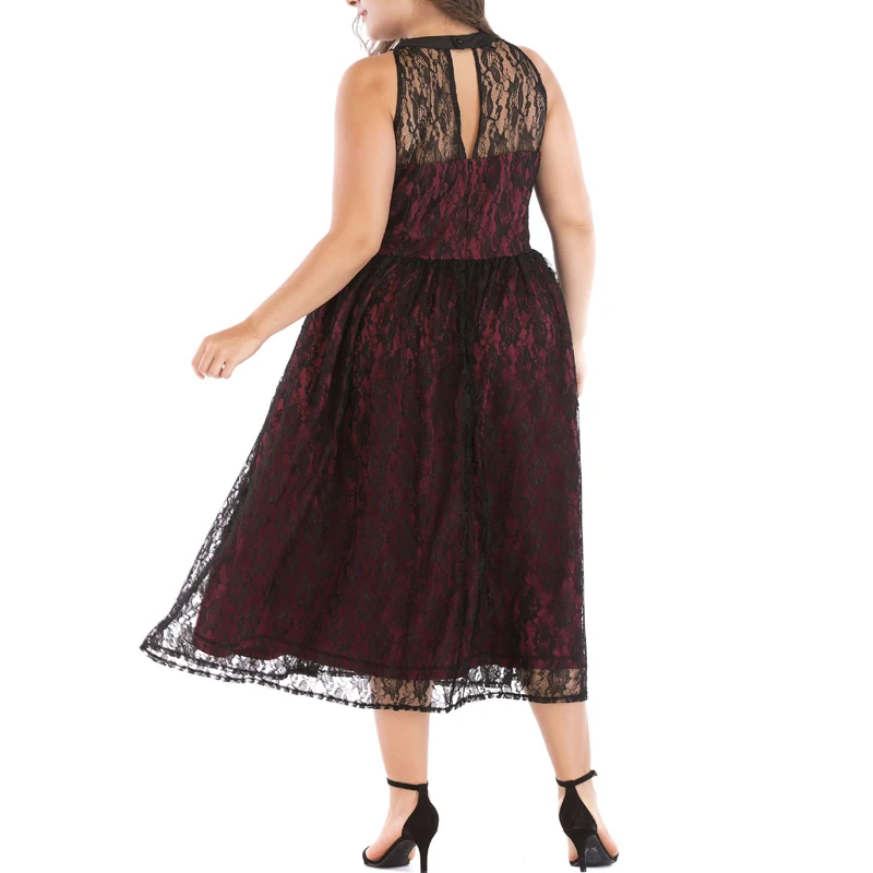 Женское винтажное кружевное платье без рукавов на пуговицах|Женские платья| |