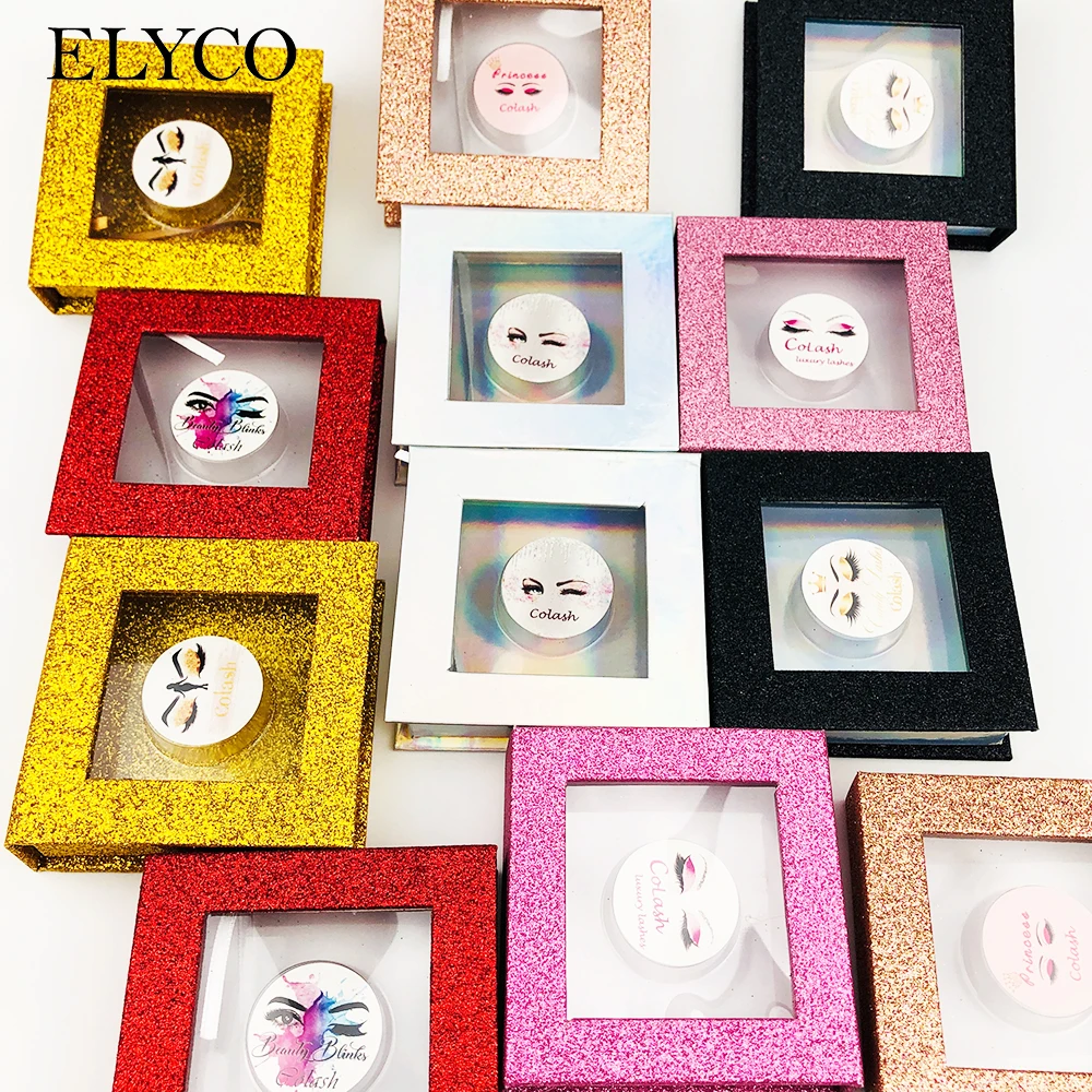 ELYCO wholesale 30/50pcs magnetic Eyelash Boxes Custom Logo Fake 3d Mink eyelashes Boxes Faux Cils lash stripe Empty Case