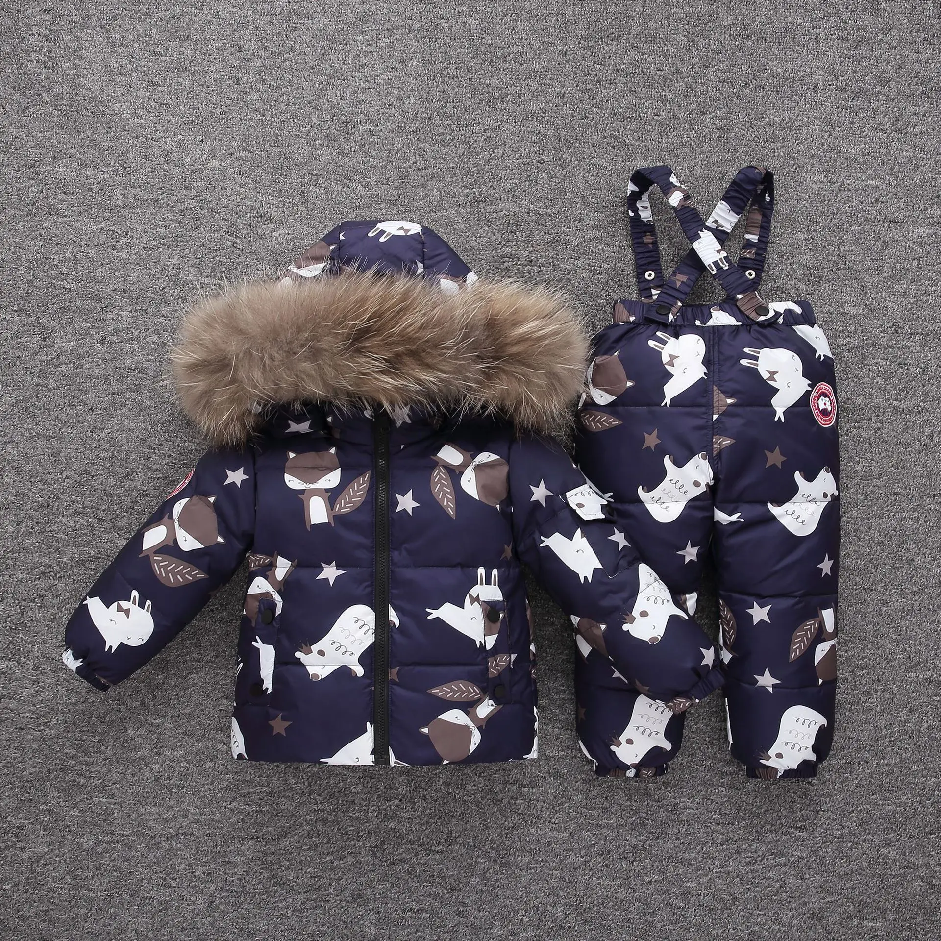 Пуховый костюм для русской зимы девочек теплые зимние костюмы детей куртка на