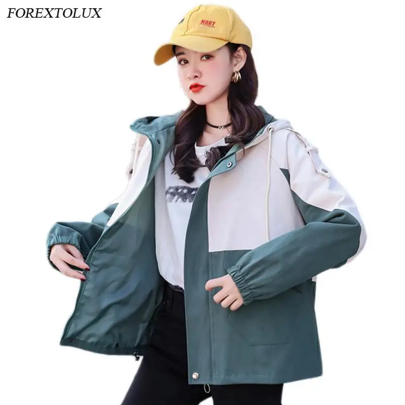 

Женская ветровка с капюшоном, куртка на молнии, пальто с длинным рукавом, Повседневная Уличная одежда в стиле Харадзюку, пальто, женская роз...