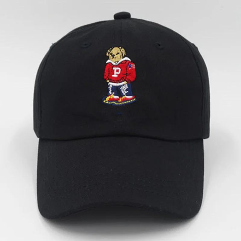 

New Design baseball golf cartoon Bear dad hat for men women snapback hat New Exclusive leisure Strapback black white Rose cap