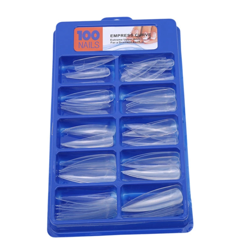 100 шт./кор. прозрачные длинные накладные ногти пластик искусственный ноготь