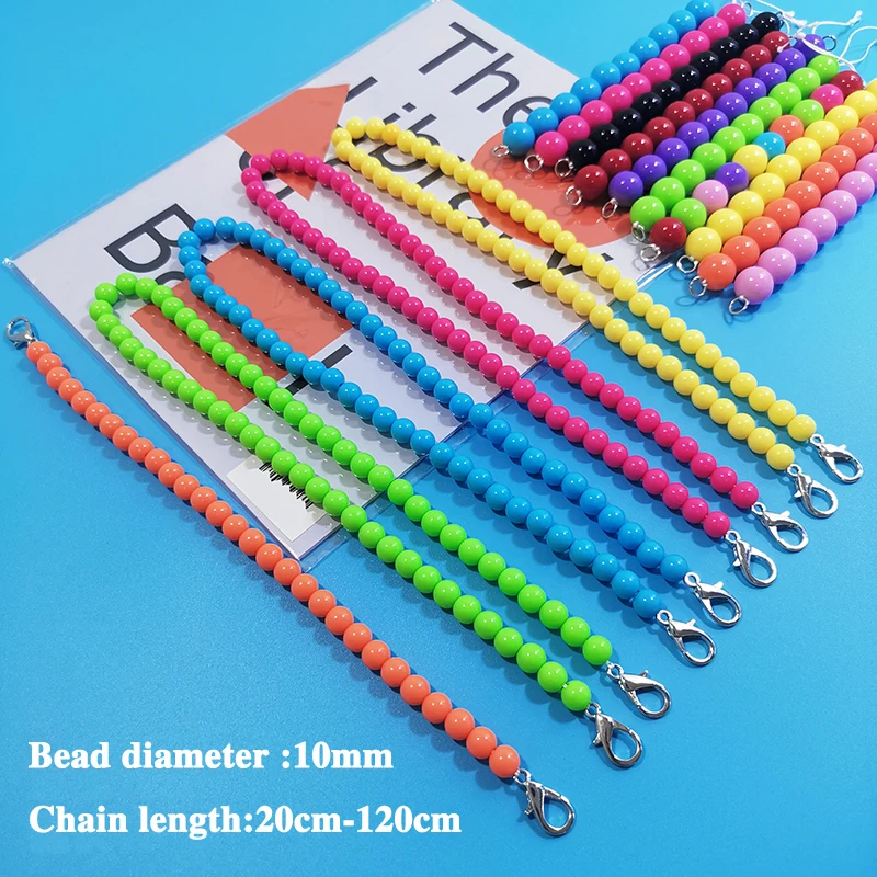 

20-120cm New Color Pearl Bag Strap For Handbag Belt DIY Purse Replacement Handles Cute Bead Metal Chain For Bag Accessories Gold