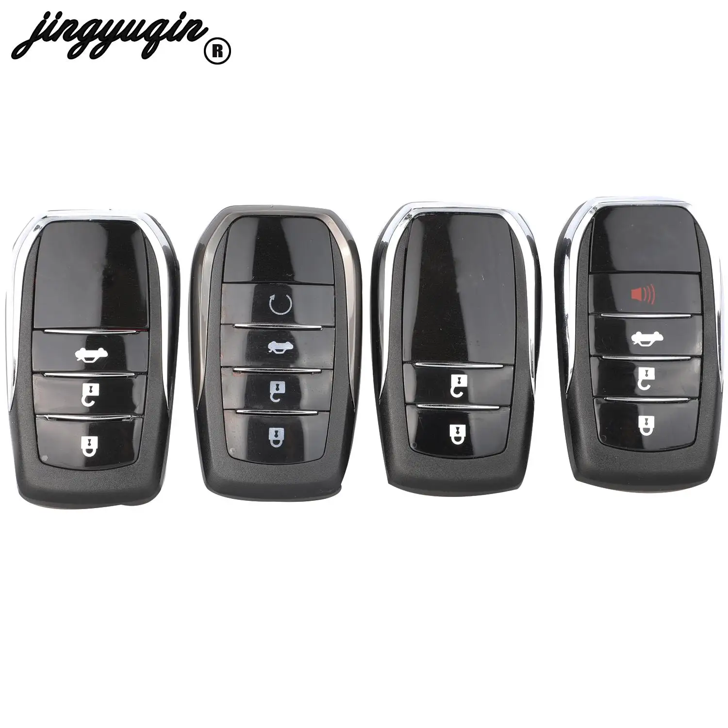 

jinyuqin For Toyota Fortuner Prado Camry Rav4 Highlander Crown Smart Keyless Case Housing 4 Buttons Remote Key Fob Shell