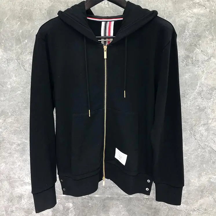 

2021 Fashion TB THOM Brand Striped Hooded Clothing Cotton Jacket Men Women Sweatshirts Hoodies Cardigans Casual Sportswear Coat