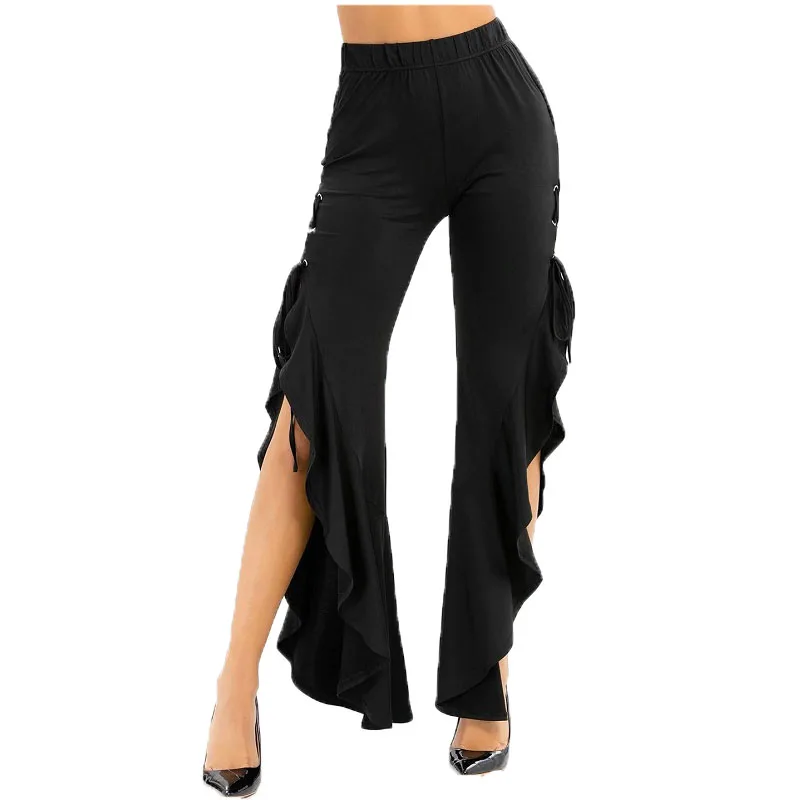 Женские модные брюки с высокой талией женская черная вечерняя вечерние