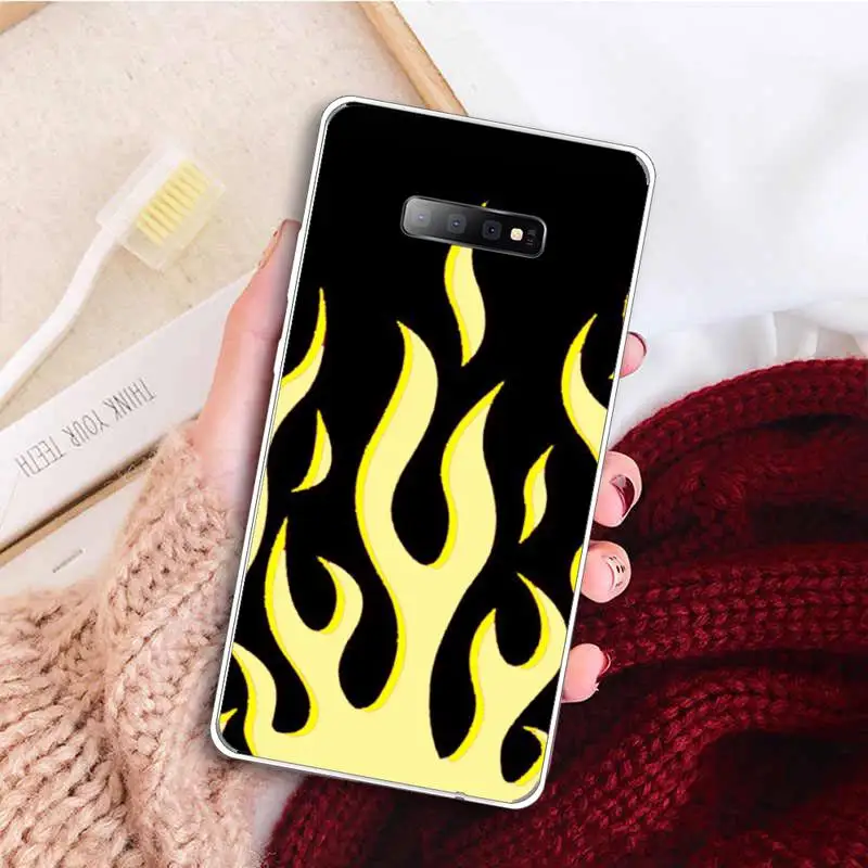 

Fashion Red Flames Fitted Phone Case Transparent For Samsung Galaxy A71 A21s S8 S9 S10 plus note 20 ultra