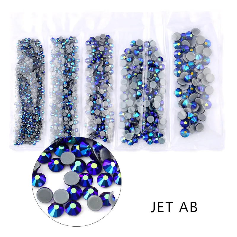 jet AB AAA SS6-SS30 смешанный размер 1200 шт./лот исправление хрусталя и искусственного алмаза стекло высокого качества кристаллы и камни для одежды DIY Стразы - Цвет: jet AB