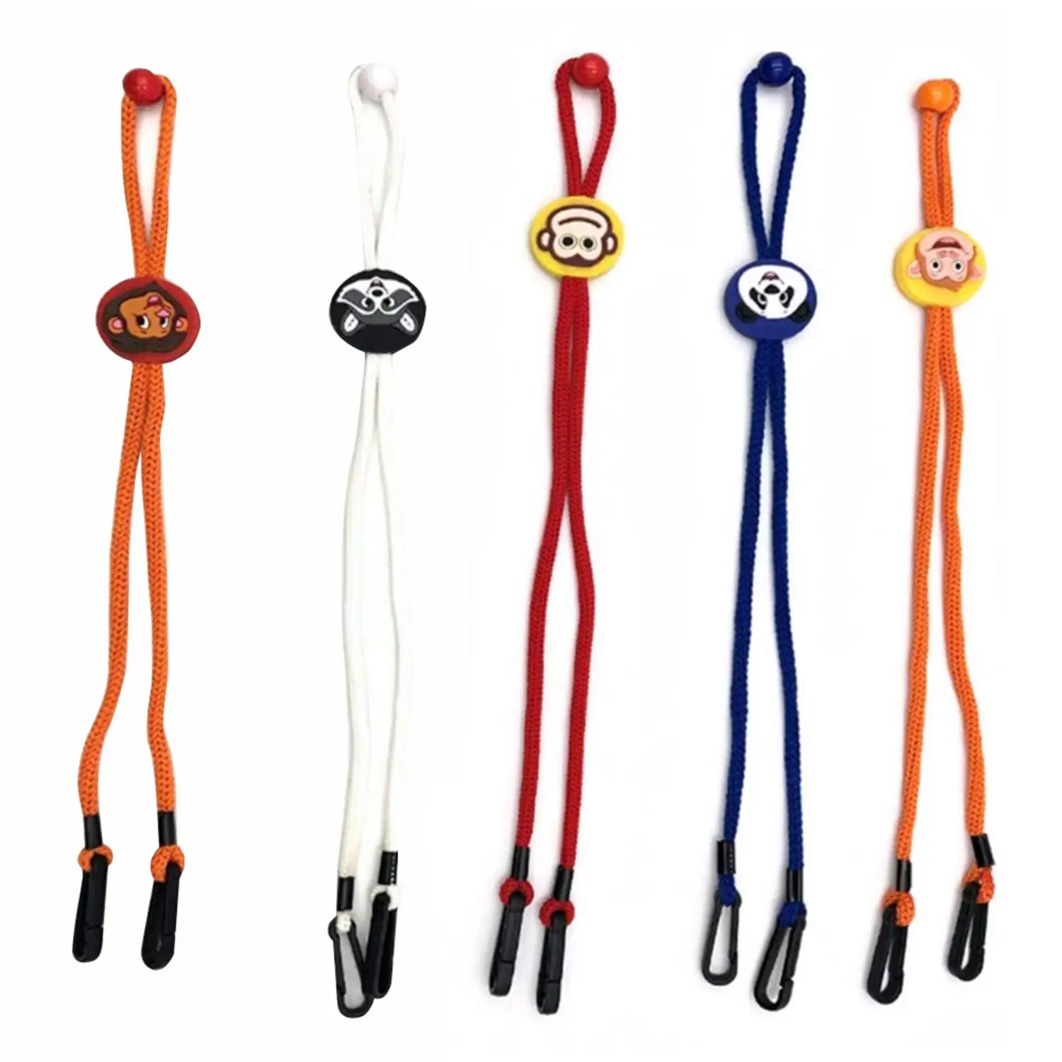 

4/5/6pcs Colorful Children's Animals Pattern Mask Lanyard Convenient Adjustable Face Cover Rope Neck Strap For Men Women