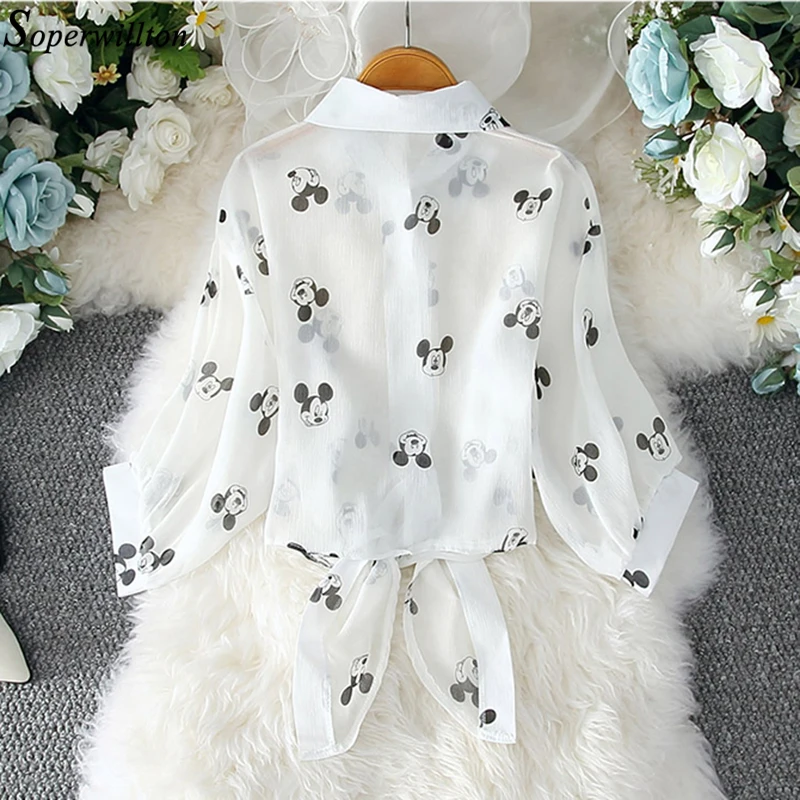 Рубашка женские летние блузки для девочек с принтом в виде персонажей из