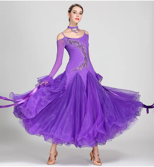 purple Стандартное бальное платье женские платья для конкурса бальных танцев фокстрот платье для танцев Танго танцевальные костюмы Женская Одежда для танцев sequi - Цвет: purple