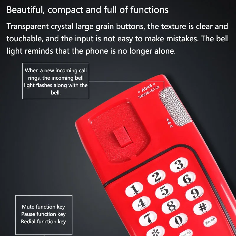 wall mountable trimline corded phone with calling light mute pause redail cute cat desktop telephone for home office free global shipping