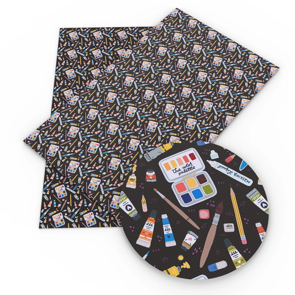 Лист из искусственной кожи с принтом назад в школу для изготовления бантов