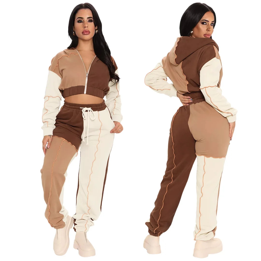 

2 Piece Sweatsuit Fall Winter Jogging Suits Two Piece Outfits for Women Long Sleeve Sweatshirt Coats and Joggers Pants Tracksuit