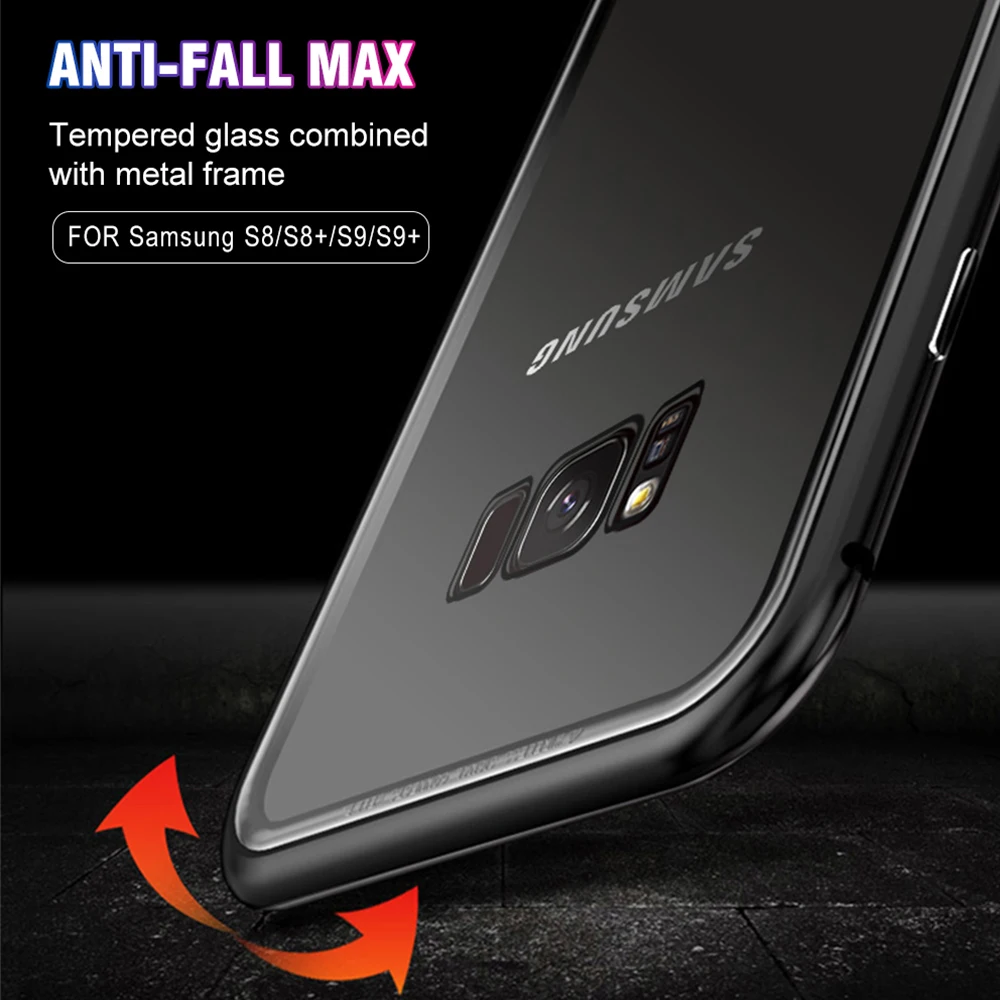 Металлический магнитный чехол для Samsung Galaxy S8 S9 S10 plus A50 M20 iphone 6 7 8 XS X Закаленное