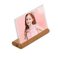 a6 wood base sign holder l shaped display stand picture frame