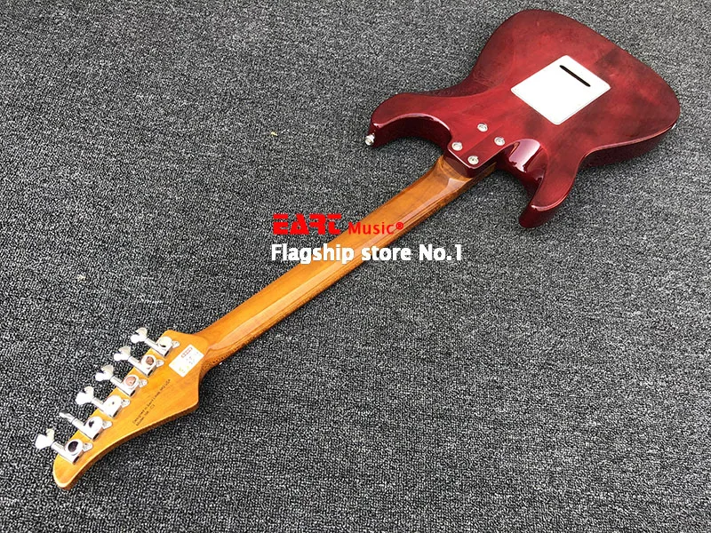Электрическая гитара EART прозрачная красная краска 5А тигровый кленовый шпон