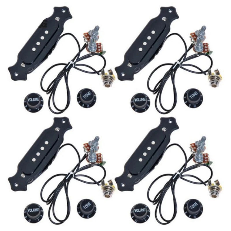 

4 Set Pre-Wired Cigar Box Guitar Pickup With Volume & Tone For Electric Guitar