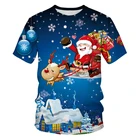 Мужская и женская модная футболка с 3D-принтом Санта Клауса, свободная мягкая Уличная Повседневная футболка с коротким рукавом, 2021