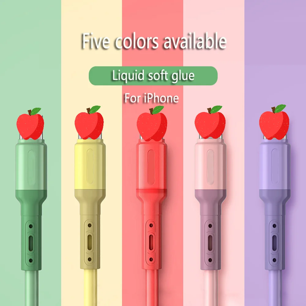 

1/1.5/2M USB Cable for IPhone 13 12 11 Pro Max X XR XS 8 7 6 6s 5 Fast Data Charging Charger USB Wire Cord Liquid Silicone Cable