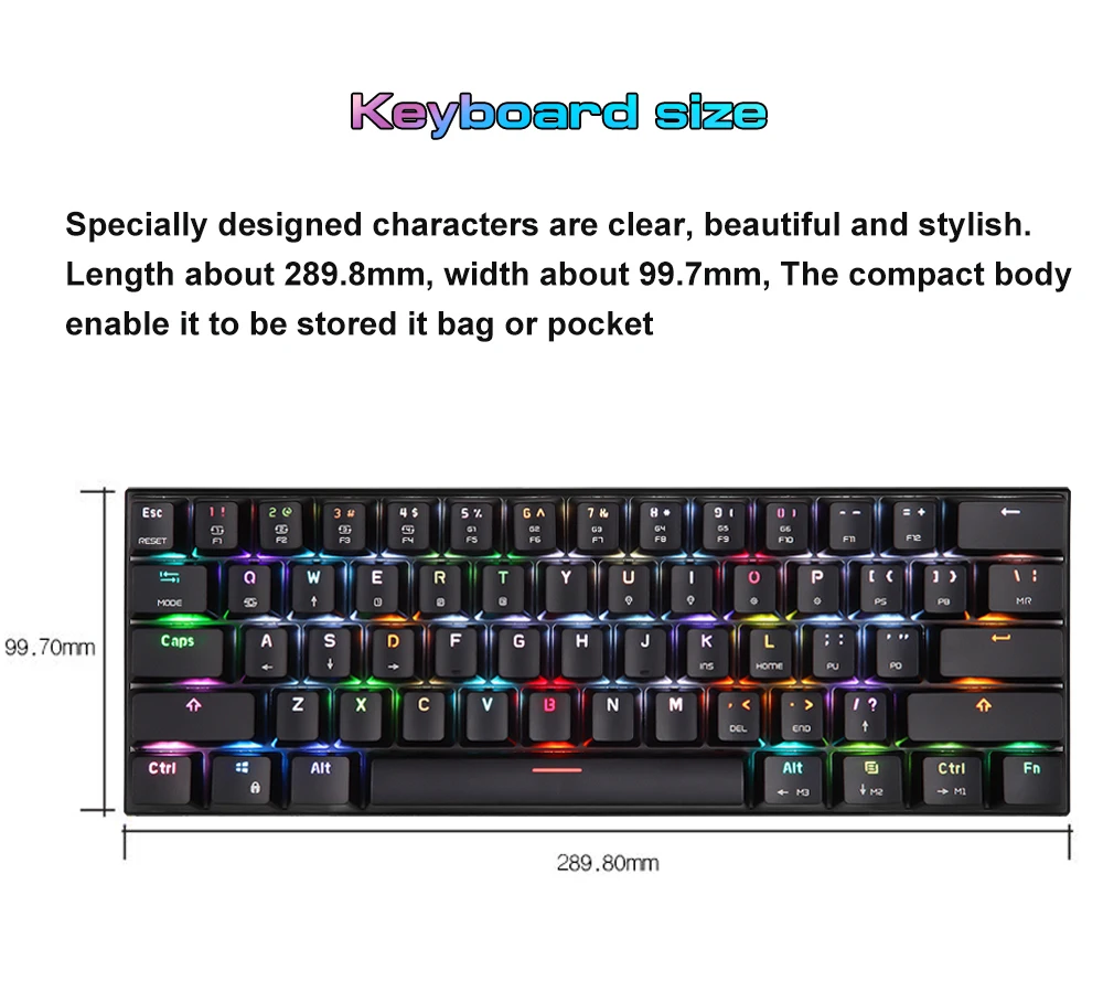 Motospeed CK62 USB Проводная/Bluetooth Двухрежимная игровая механическая клавиатура 61 клавиша RGB светодиодный подсветка для ПК компьютера геймера
