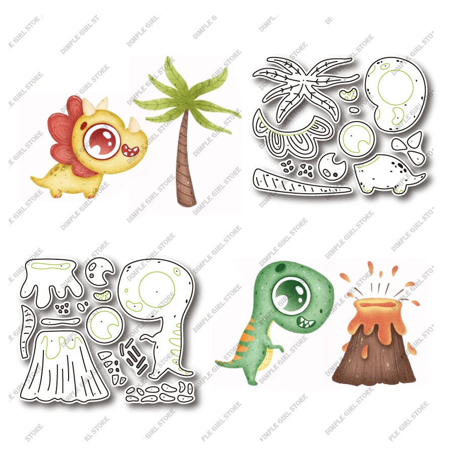 

New dinosaur and tree metal cutting mold for lovely beach, used for DIY scrapbooking card craft decoration embossing 2021